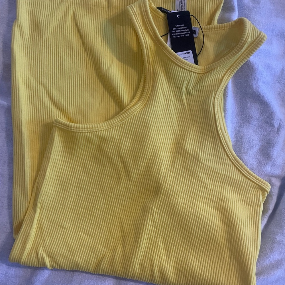 Yellow Ribbed Women's Tank Top Dress